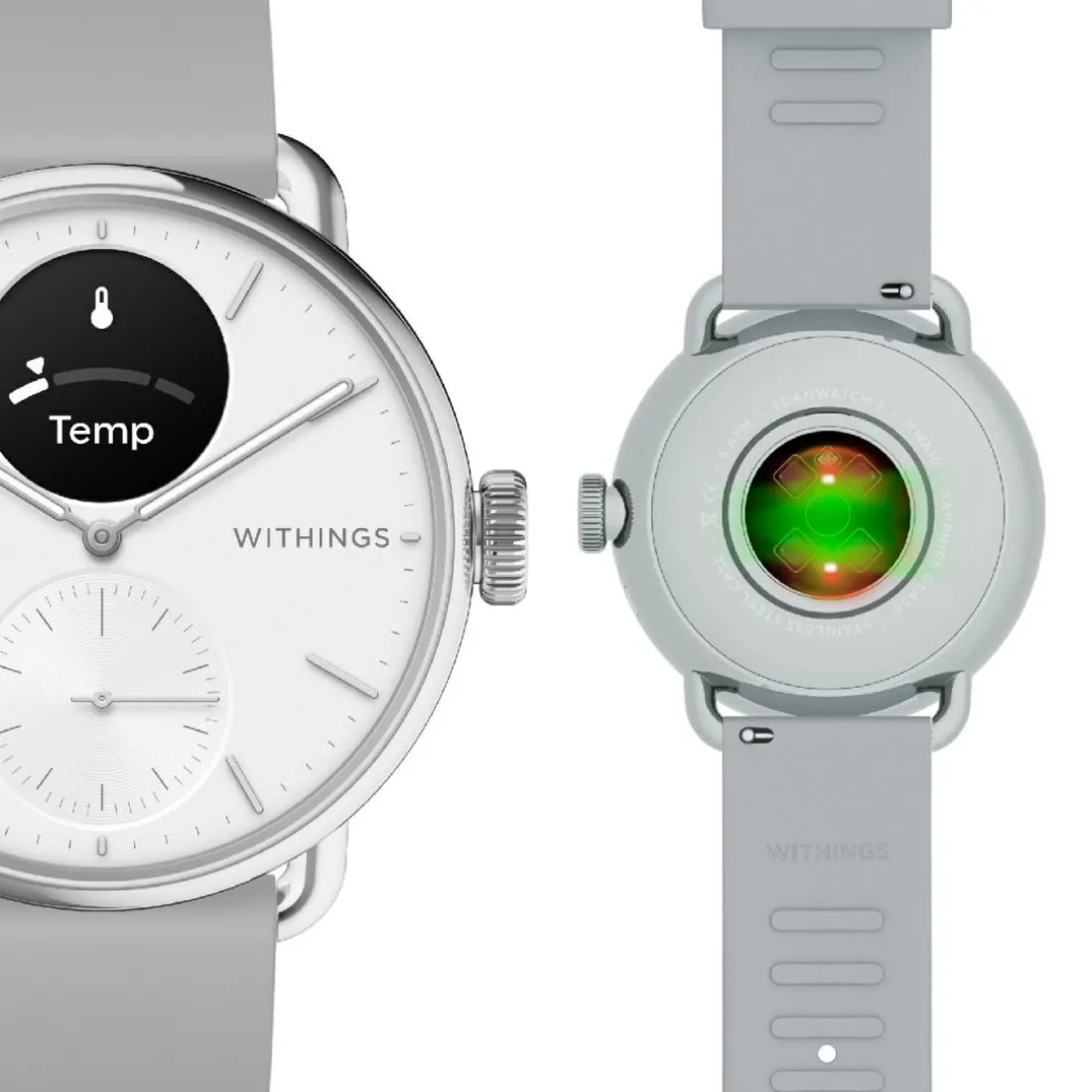 Montre de Santé Connecté Femme Withings Scanwatch 2 - Wsw 238 White Bracelet Caoutchouc Gris