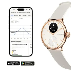 Montre de Santé Connecté Femme Withings Scanwatch 2 - Wsw 238 Rowhi Bracelet Caoutchouc Blanc