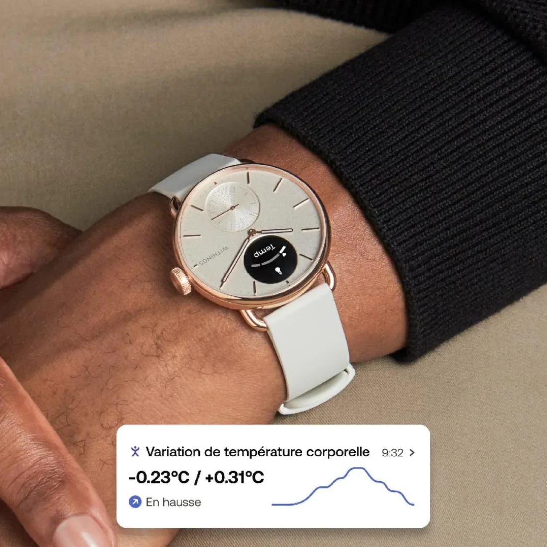 Montre de Santé Connecté Femme Withings Scanwatch 2 - Wsw 238 Rowhi Bracelet Caoutchouc Blanc