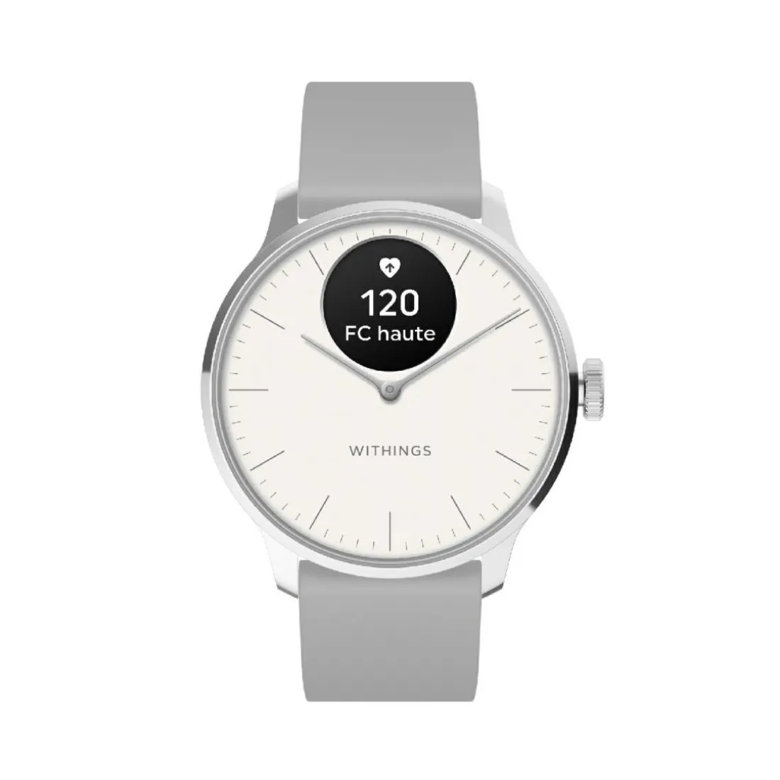 Montre de Santé Connecté Femme Withings Scanwatch Light - Wsw L White Bracelet Caoutchouc Gris