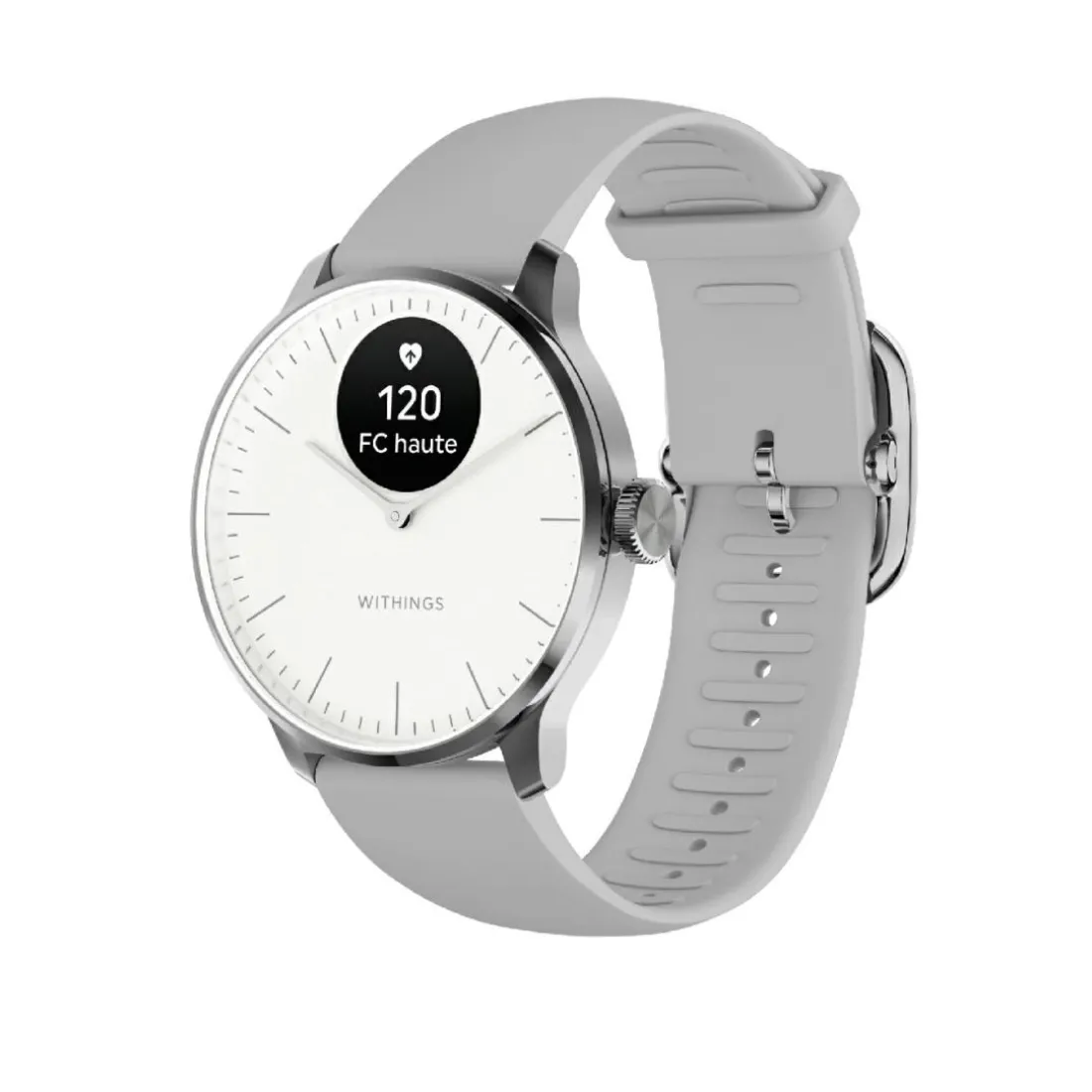 Montre de Santé Connecté Femme Withings Scanwatch Light - Wsw L White Bracelet Caoutchouc Gris
