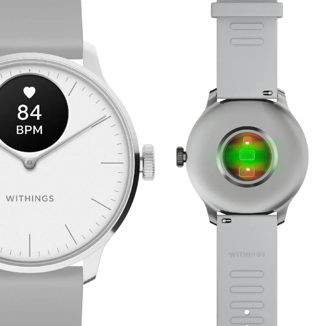 Montre de Santé Connecté Femme Withings Scanwatch Light - Wsw L White Bracelet Caoutchouc Gris