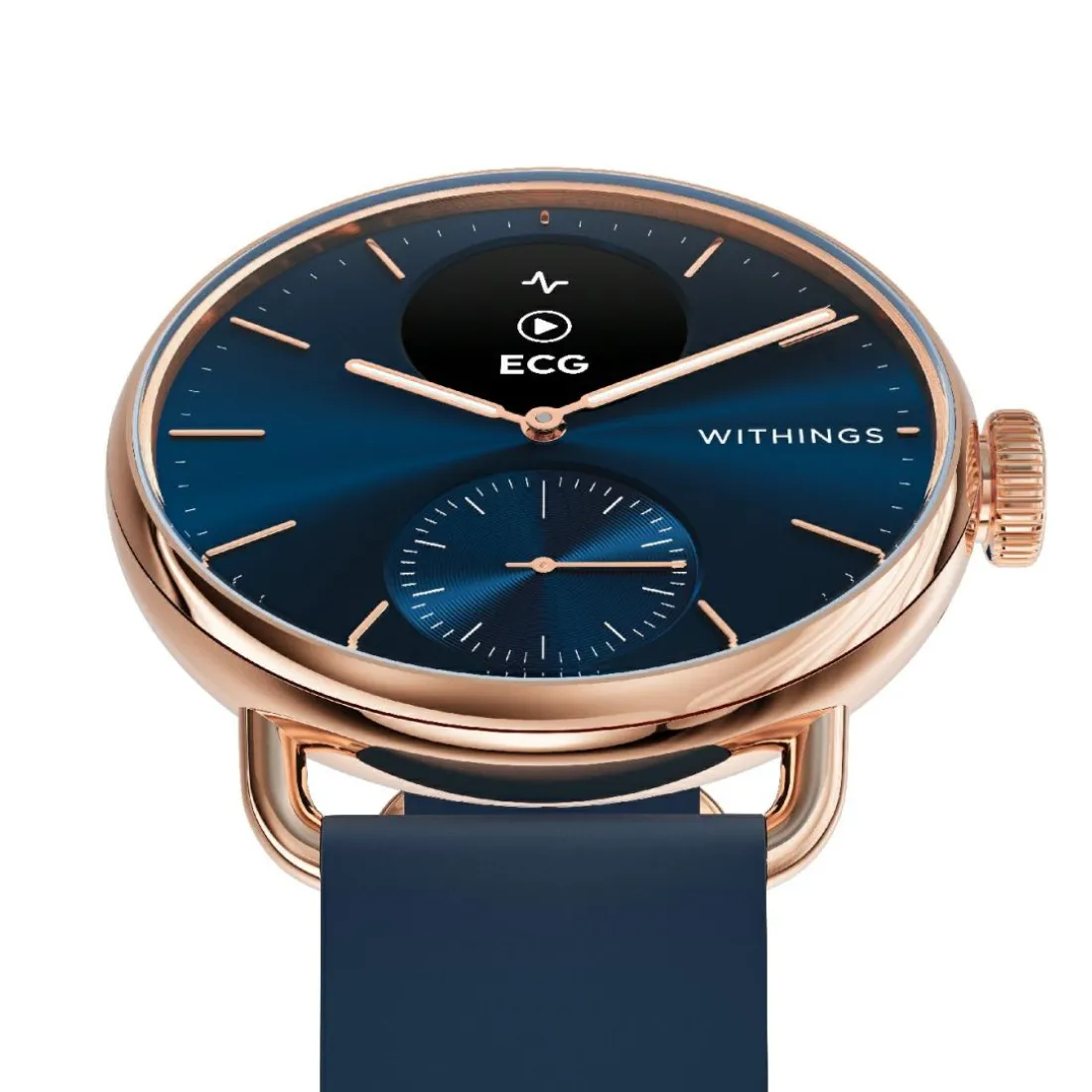 Montre de Santé Connecté Femme Withings Scanwatch 2 - Wsw 238 Roblu Bracelet Caoutchouc Bleu