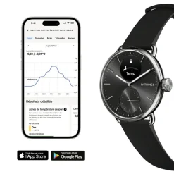 Montre de Santé Connecté Femme Withings Scanwatch 2 - Wsw 238 Black Bracelet Caoutchouc Noir