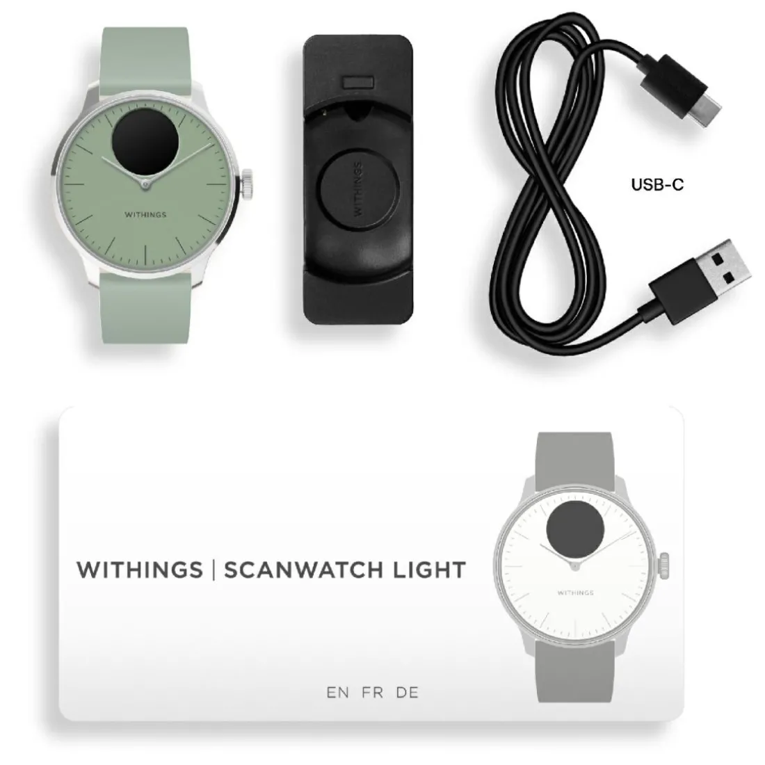 Montre de Santé Connecté Femme Withings Scanwatch Light - Wsw L Green Bracelet Caoutchouc Vert