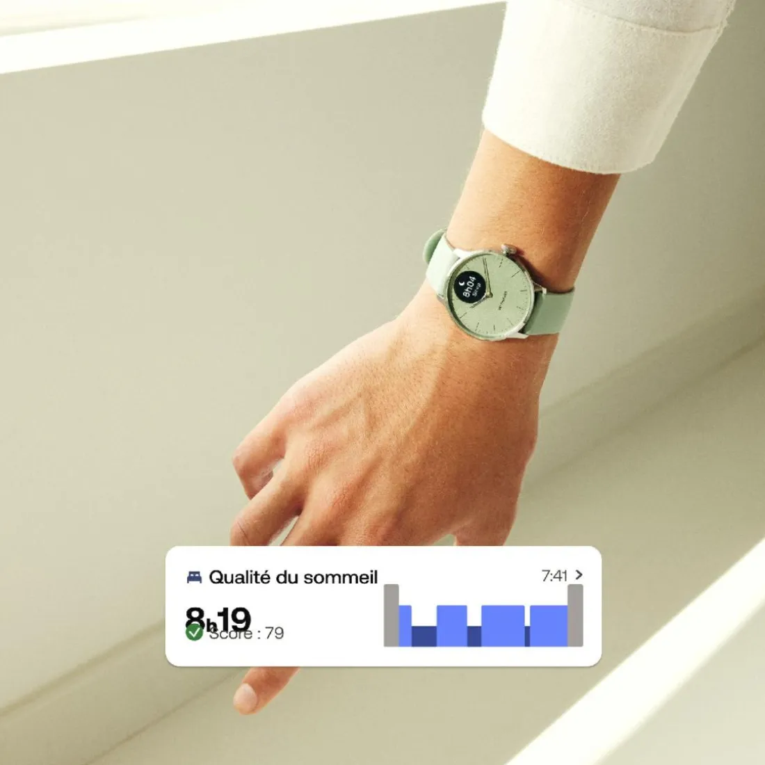 Montre de Santé Connecté Femme Withings Scanwatch Light - Wsw L Green Bracelet Caoutchouc Vert