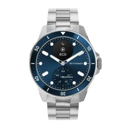 Montre de Santé Connectée Homme Withings Scanwatch Nova - Wsw N Blue Bracelet Acier Argent