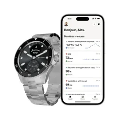 Montre de Santé Connectée Homme Withings Scanwatch Nova - Wsw N Black Bracelet Acier Argent
