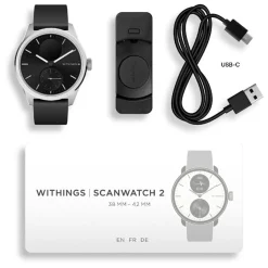 Montre de Santé Connectée Mixte Withings Scanwatch 2 - Wsw 242 Black Bracelet Caoutchouc Noir