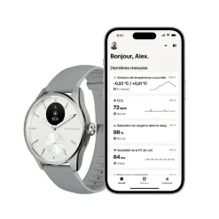 Montre de Santé Connectée Mixte Withings Scanwatch 2 - Wsw 242 White Bracelet Caoutchouc Gris