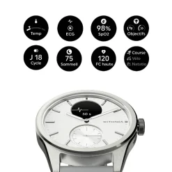 Montre de Santé Connectée Mixte Withings Scanwatch 2 - Wsw 242 White Bracelet Caoutchouc Gris
