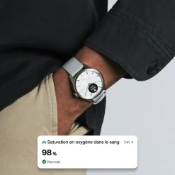 Montre de Santé Connectée Mixte Withings Scanwatch 2 - Wsw 242 White Bracelet Caoutchouc Gris