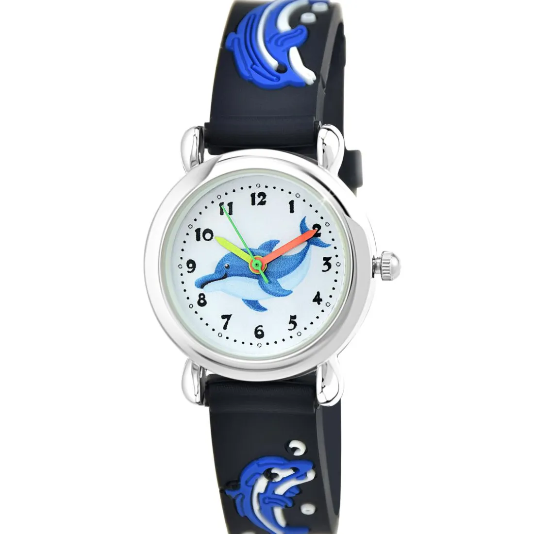 Montre enfant dauphin noir et bleu