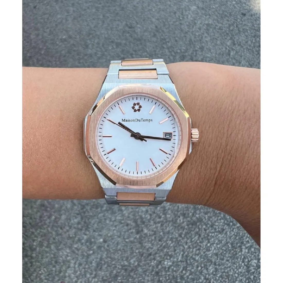 Montre Femme Maison Du Temps MTGamma Femme Blanc Acier Doré Rose