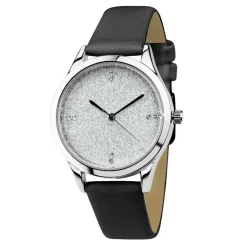 Montre femme MF485-ARGENT - Bracelet Cuir Noir