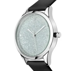 Montre femme MF485-ARGENT - Bracelet Cuir Noir