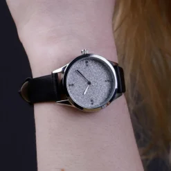 Montre femme MF485-ARGENT - Bracelet Cuir Noir