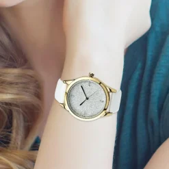 Montre femme MF485-DORE - Bracelet Cuir Blanc