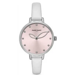 Montre Femme Naf Naf - NAFW1014 Bracelet Cuir Blanc
