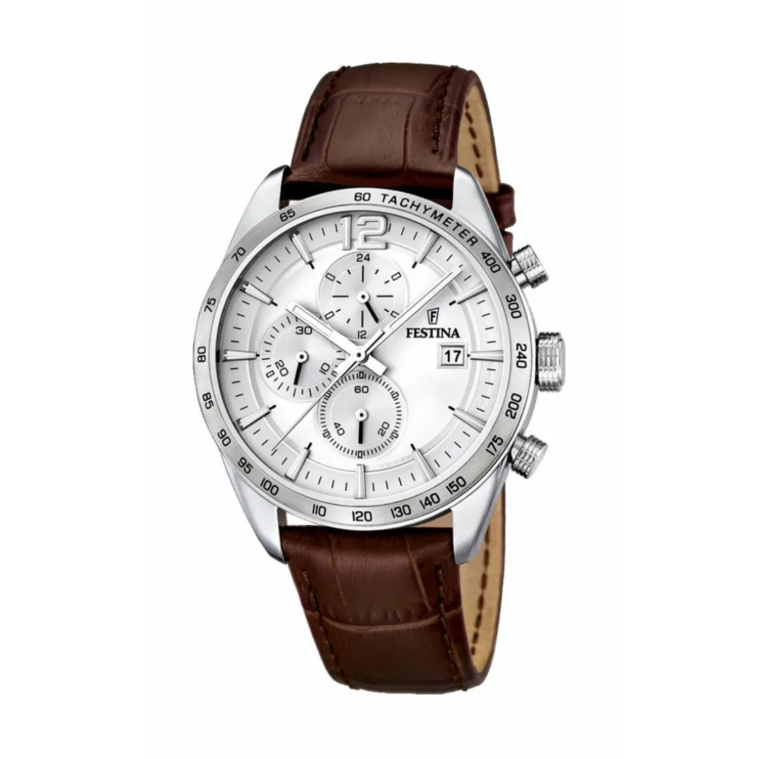 Montre Festina F16760-1 - Montre Marron Argent Cuir Festina Montres