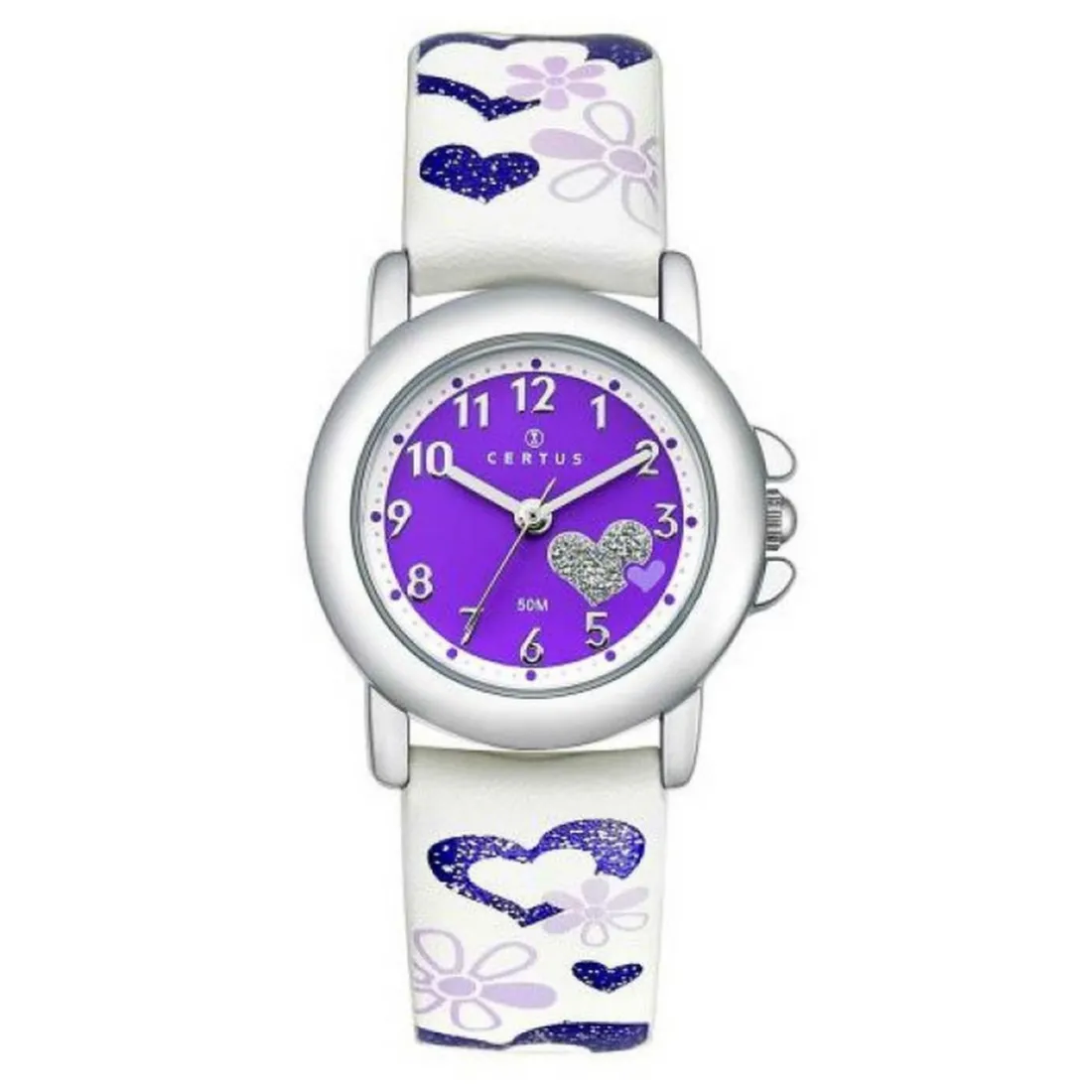 Montre Fille Certus 647457 - Bracelet Cuir Blanc/Violet
