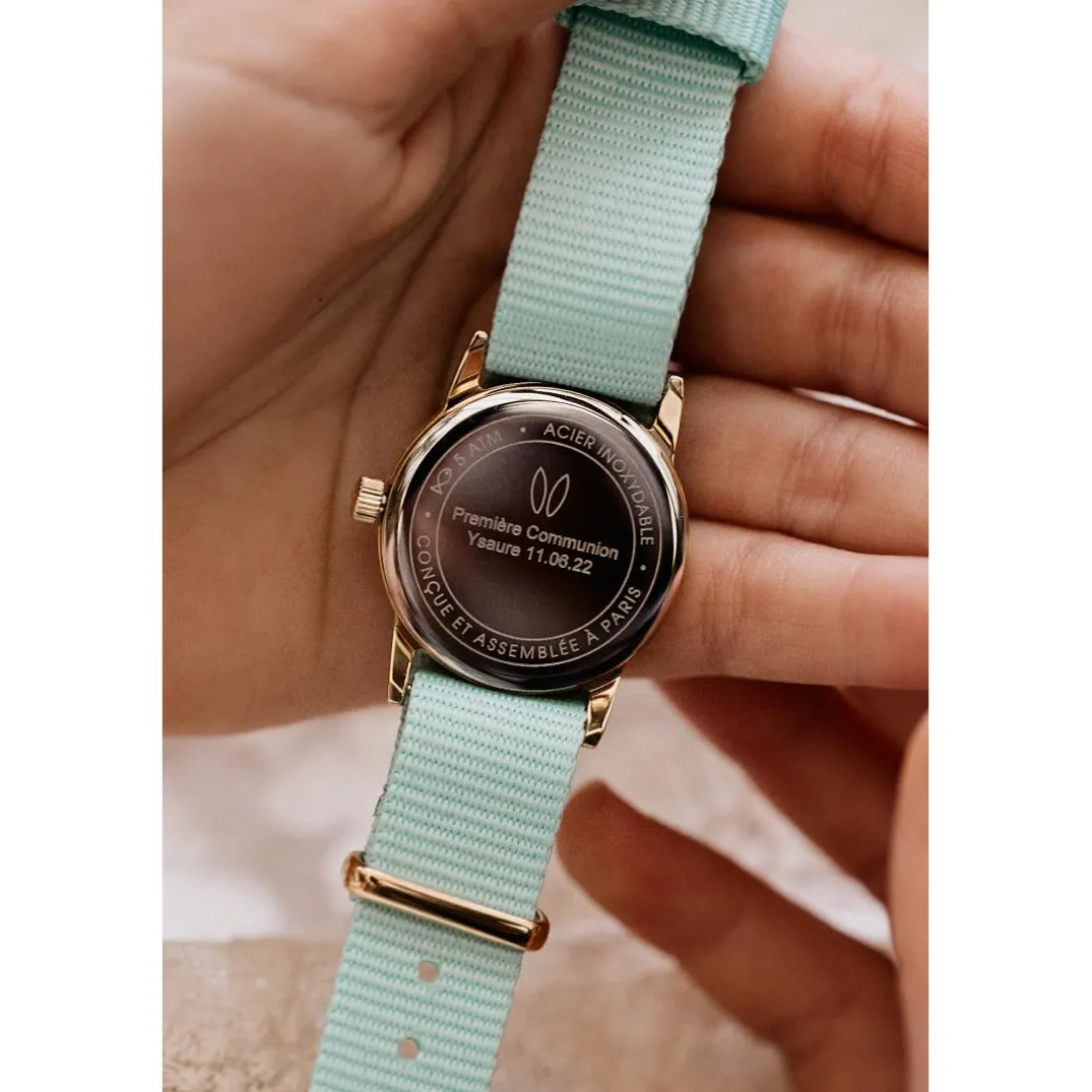 Montre fille Millow Paris Classique - MIL465 Bracelet Nylon Vert menthe