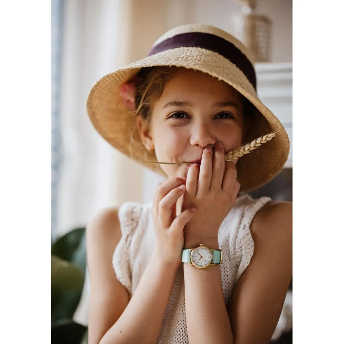 Montre fille Millow Paris Classique - MIL465 Bracelet Nylon Vert menthe