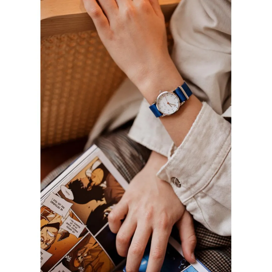 Montre garçon Millow Paris Classique - MIL163 Bracelet Nylon Bleu