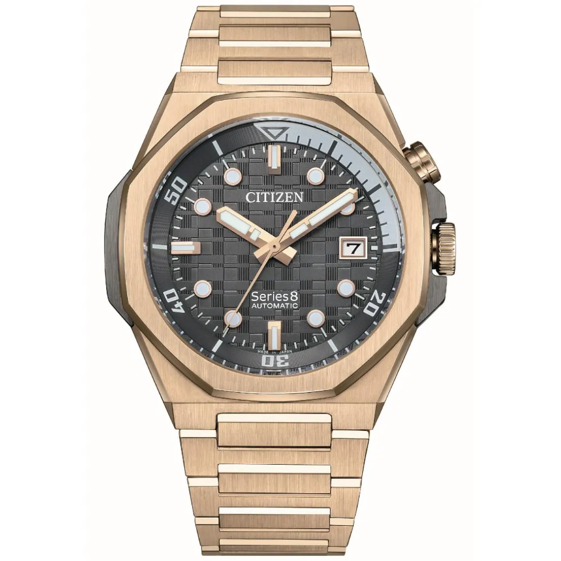 Montre Homme Citizen Series 8 Gmt - 890 Model Nb606953H - Bracelet Acier Doré Rose