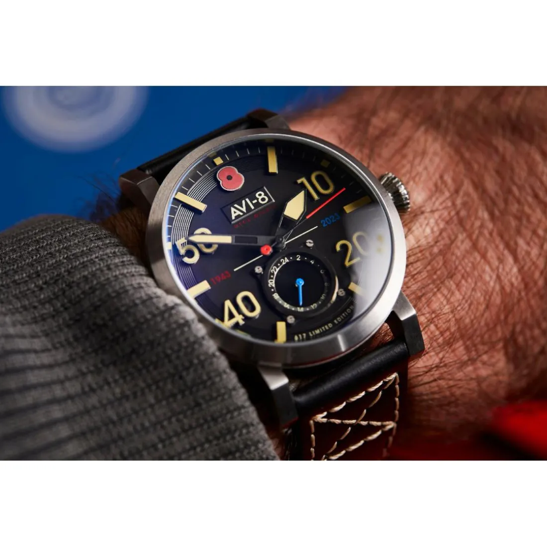 Montre Homme AVI-8 Dambuster 80Th Anniversary Royal British Legion Meca-Quatz Limited Edition - AV-4108-RBL-01 Bracelet Cuir Noir