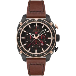 Montre Homme AVI-8 Hawker Hunter Atlas Dual Time Chronograph - AV-4100-09 Bracelet Cuir Marron