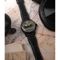 Montre Homme AVI-8 Spitfire Lock Chronograph - AV-4089-08 Bracelet Cuir Noir