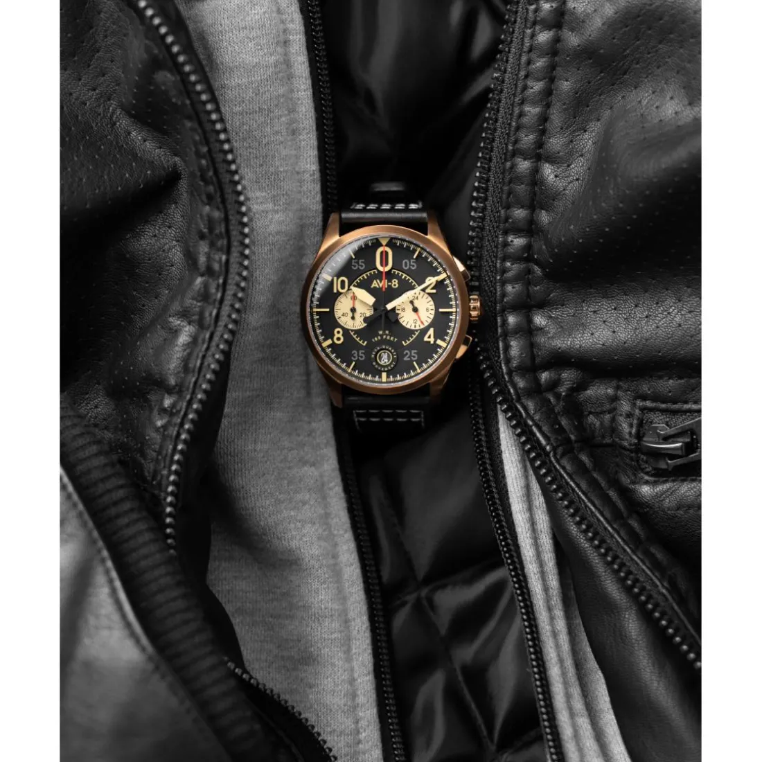 Montre Homme AVI-8 Spitfire Lock Chronograph - AV-4089-05 Bracelet Cuir Marron