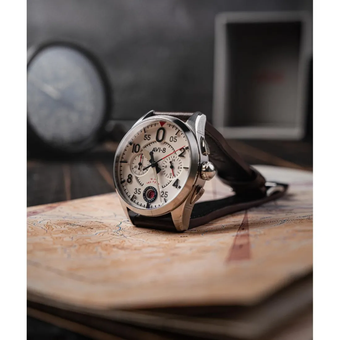 Montre Homme AVI-8 Spitfire Lock Chronograph - AV-4089-05 Bracelet Cuir Marron