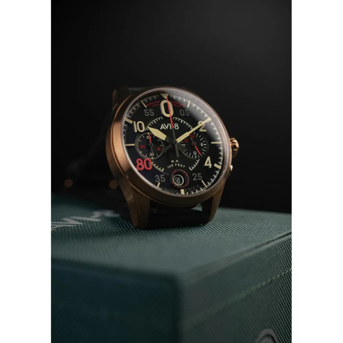 Montre Homme AVI-8 Spitfire Lock Chronograph D-Day 80 Limited Edition - AV-4089-0A Bracelet Cuir Noir