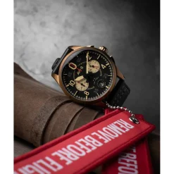Montre Homme AVI-8 Spitfire Lock Chronograph - AV-4089-07 Bracelet Cuir Noir