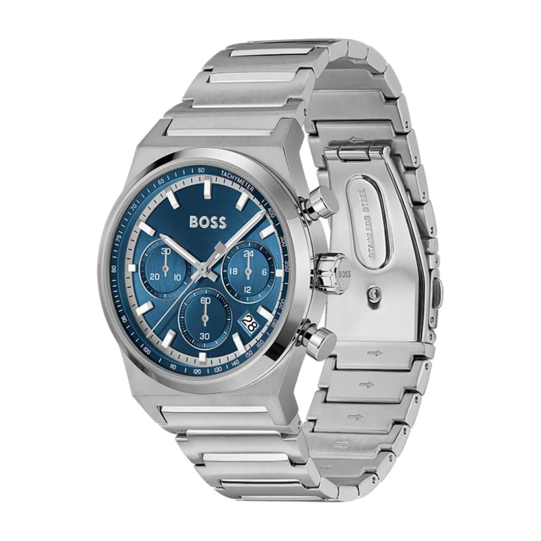 Montre Homme Boss Candor Chrono - 1514250 Bracelet Acier Argent