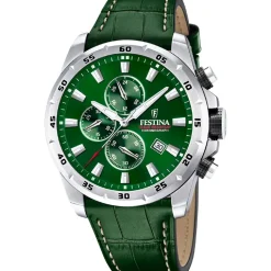 Montre Homme Festina Timeless Chronograph - F20692-3 Bracelet Cuir Vert