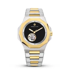 Montre Homme Maison Du Temps MTZeta Coeur Ouvert Noir Doré Jaune Acier