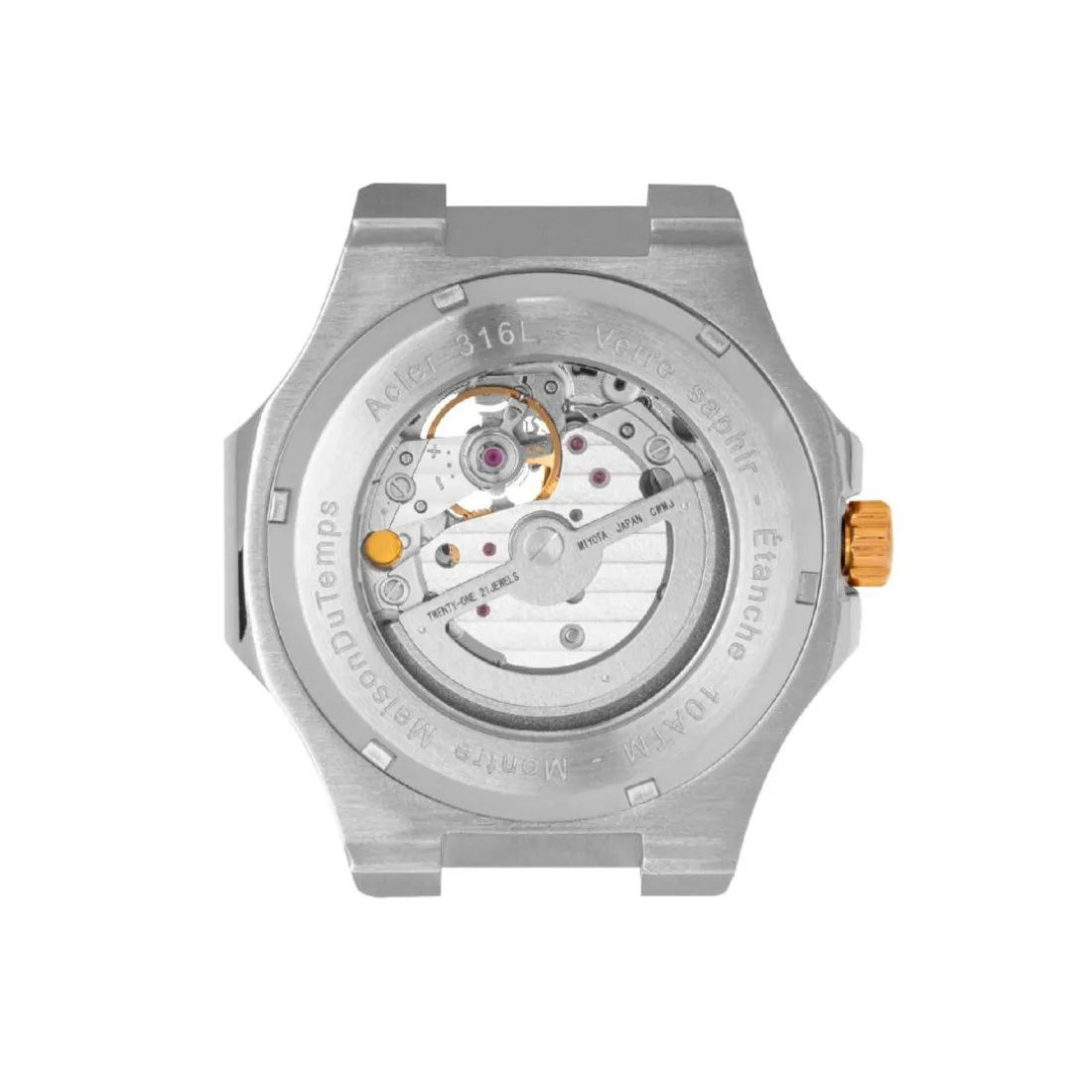 Montre Homme Maison Du Temps MTZeta Coeur Ouvert Noir Doré Jaune Acier