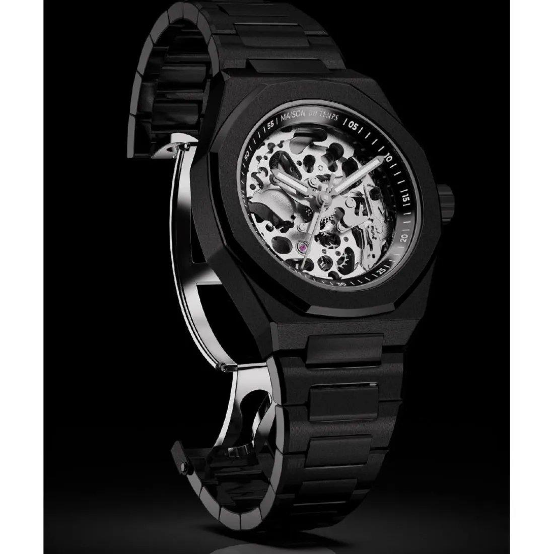 Montre Homme Maison Du Temps MTBeta Skeleton Black Edition Acier