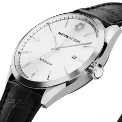 Montre Homme Maison Du Temps MTOmicron Silver Cuir Noir