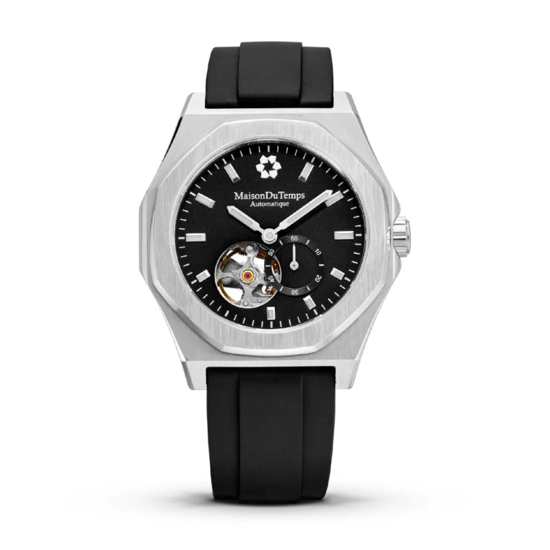 Montre Homme Maison Du Temps MTDelta Coeur Ouvert Noir Caoutchouc Noir