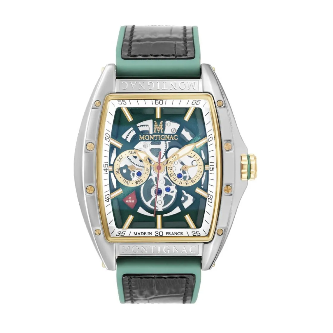 Montre Homme Montignac - MOW803 Bracelet Cuir Noir,Vert