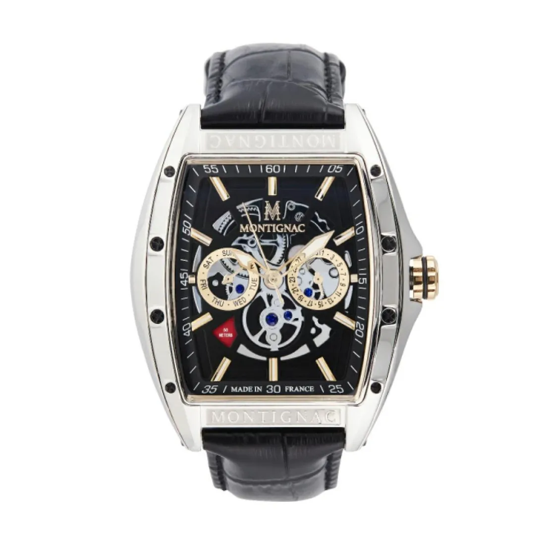 Montre Homme Montignac - MOW700 Bracelet Cuir Noir