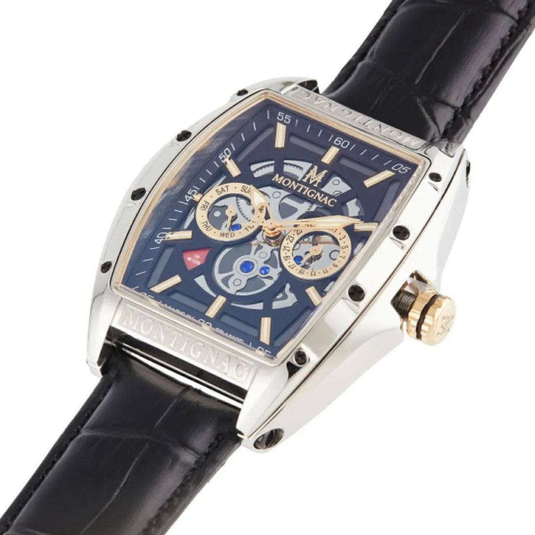 Montre Homme Montignac - MOW700 Bracelet Cuir Noir