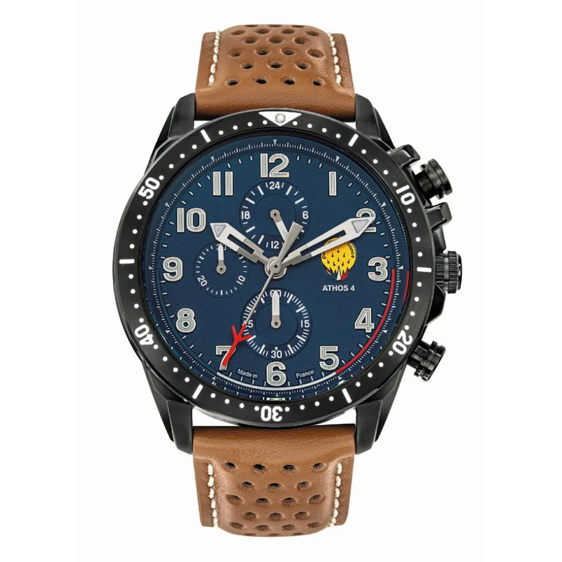 Montre Homme Patrouille de France Athos 4 - 668133 Bracelet Cuir Marron