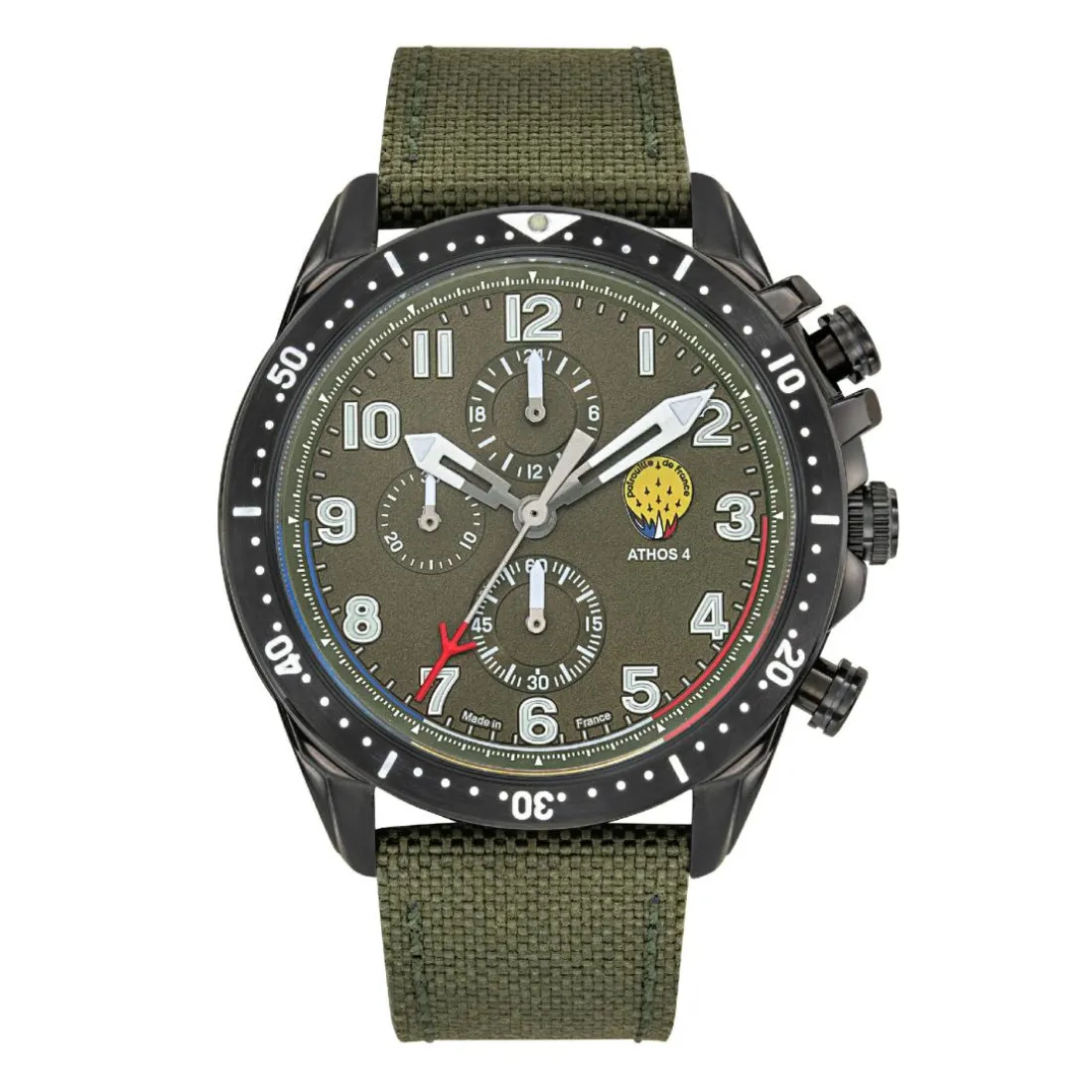 Montre Homme Patrouille de France Athos 4 - 668134 Bracelet Cuir Vert