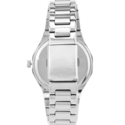 Montre homme quartz acier fond rond noir