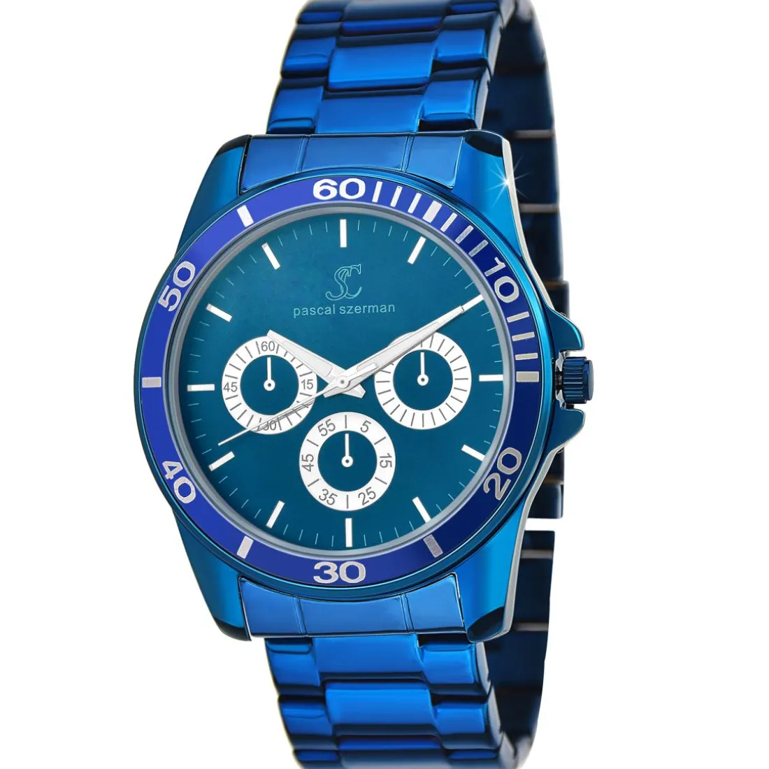 Montre homme quartz acier bleu par Pascal Szerman